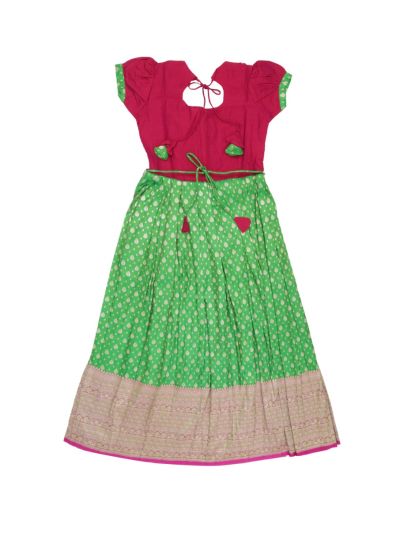 Charming Girls Banarasi Readymade Long Frock – Festive Elegance