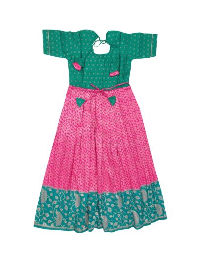 Charming Girls Banarasi Readymade Long Frock – Festive Elegance