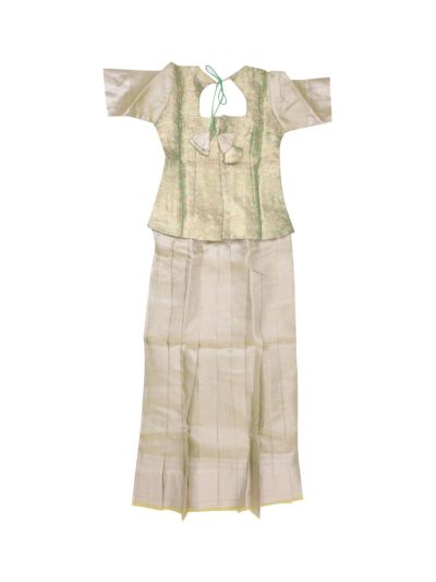 Charming Girls Readymade Tissue Jacquard Pattu Pavadai Set