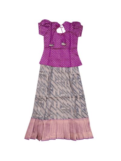Charming Girls Readymade Art Silk Pattu Pavadai Set