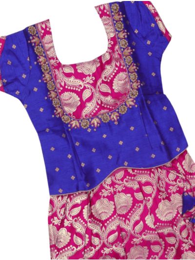 Charming Girls Readymade Art Banarasi Pattu Pavadai Set
