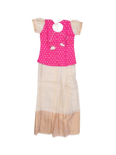 Charming Girls Readymade Art Silk Pattu Pavadai Set