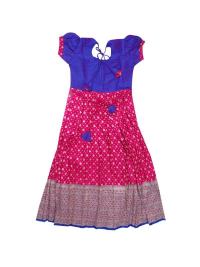 Charming Girls Banarasi Readymade Long Frock – Festive Elegance
