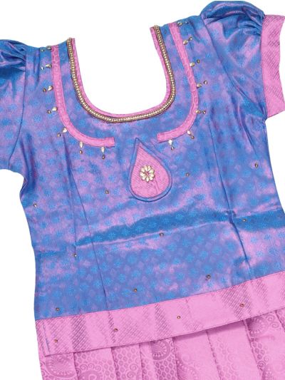Charming Girls Readymade Stone Work Art Silk Pattu Pavadai Set