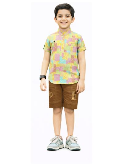 Graceful Essence Boys Trendy Cotton Printed Shirt and Shorts Set