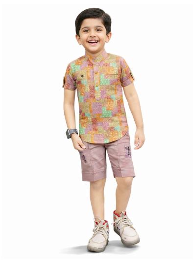 Graceful Essence Boys Trendy Cotton Printed Shirt and Shorts Set