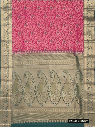 Gracecharm Elegant Gift Art Silk Floral Jaal Motif Contrast Border Saree