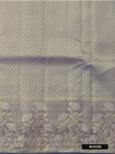 Kanmanie Tissue Silk Floral Motif with 6 Inch Jacquard Contrast Floral Border Saree