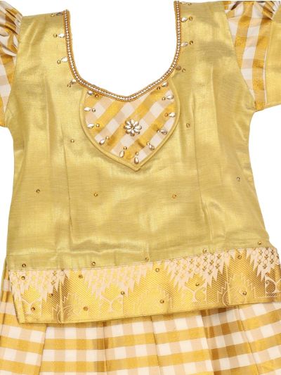 Charming Girls Readymade Stone Work Art Silk Pattu Pavadai Set