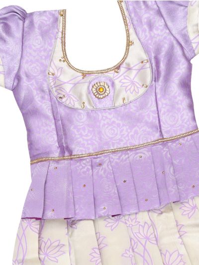 Charming Girls Readymade Stone Work Art Silk Pattu Pavadai Set