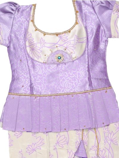 Charming Girls Readymade Stone Work Art Silk Pattu Pavadai Set