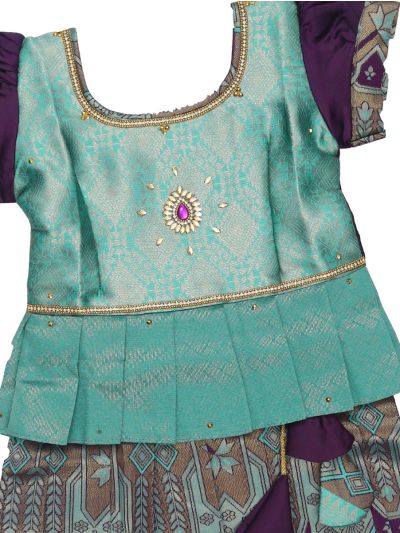 Charming Girls Readymade Stone Work Art Silk Pattu Pavadai Set