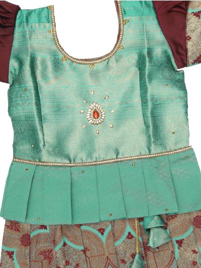Charming Girls Readymade Stone Work Art Silk Pattu Pavadai Set