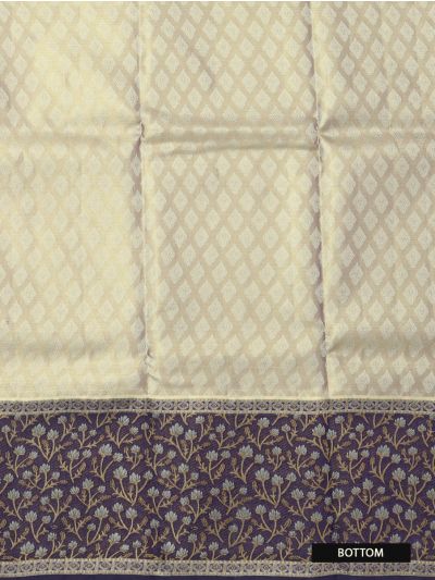 Kanmanie Pure Silk Geometric Butta Design with Contrast Border Pavadai Material