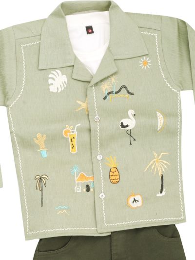Gracecharm Boys Cotton Casual Jacket with T-Shirt and Pant Set