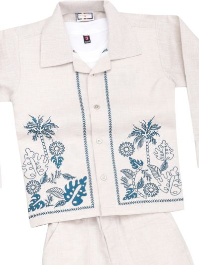 Gracecharm Boys Cotton Printed Shirt and Pants Set