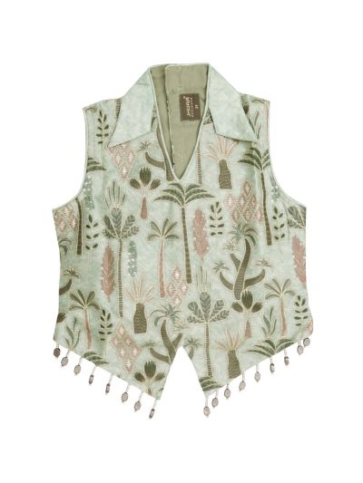 Gracecharm Pure Silk Girls Embroidered Ethnic Crop Top Palazzo Set