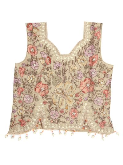 Gracecharm Crape Silk Girls Embroidered Ethnic Crop Top Palazzo Set with Dupatta