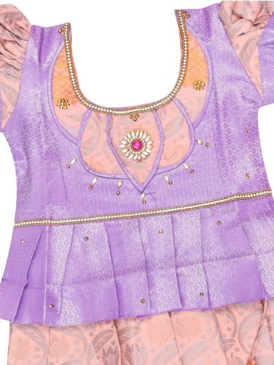 Charming Girls Readymade Stone Work Art Silk Pattu Pavadai Set