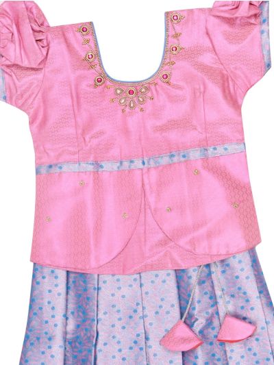 Charming Girls Readymade Art Silk Pattu Pavadai Set