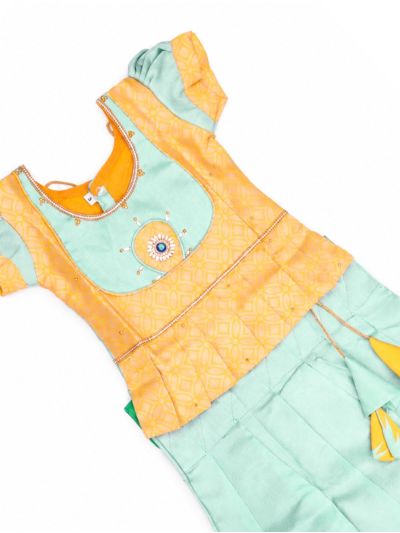 Charming Girls Readymade Stone Work Art Silk Pattu Pavadai Set