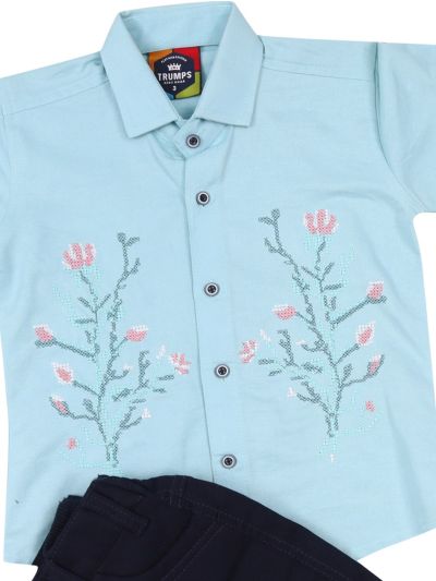 Gracecharm Boys Cotton Casual Shirt and Pant Set