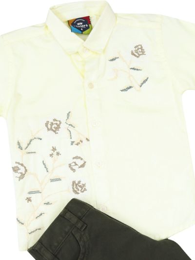Gracecharm Boys Cotton Casual Shirt and Pant Set