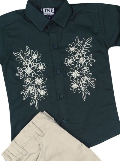 Gracecharm Boys Cotton Casual Shirt and Pant Set