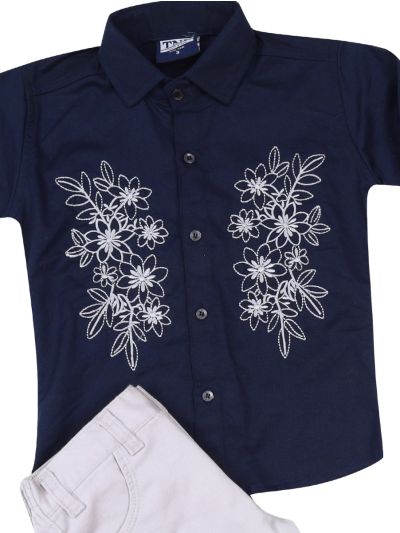 Gracecharm Boys Cotton Casual Shirt and Pant Set