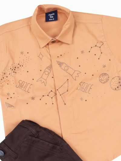Gracecharm Boys Cotton Casual Shirt and Pant Set