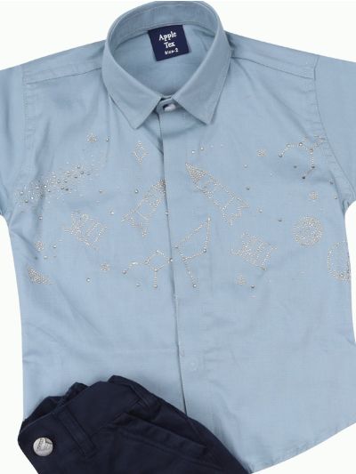 Gracecharm Boys Cotton Casual Shirt and Pant Set