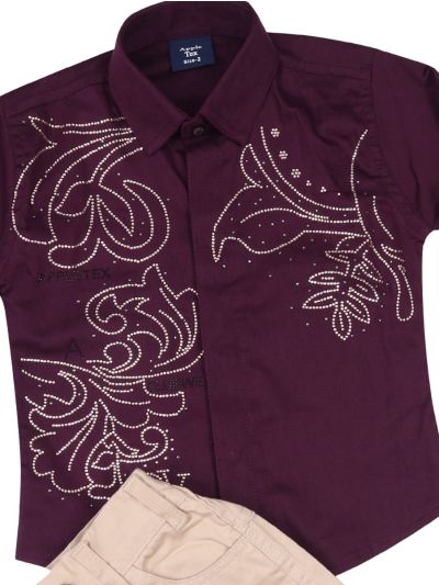 Gracecharm Boys Cotton Casual Shirt and Pant Set