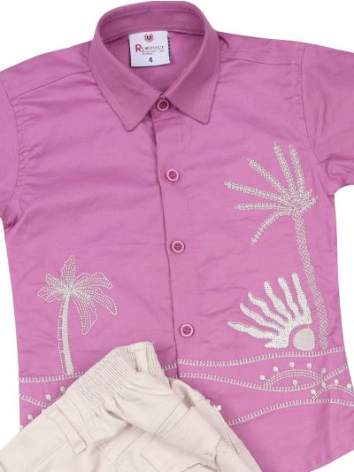 Gracecharm Boys Cotton Casual Shirt and Pant Set