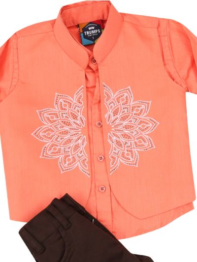 Gracecharm Boys Cotton Casual Waistcoat Shirt with Pant Set