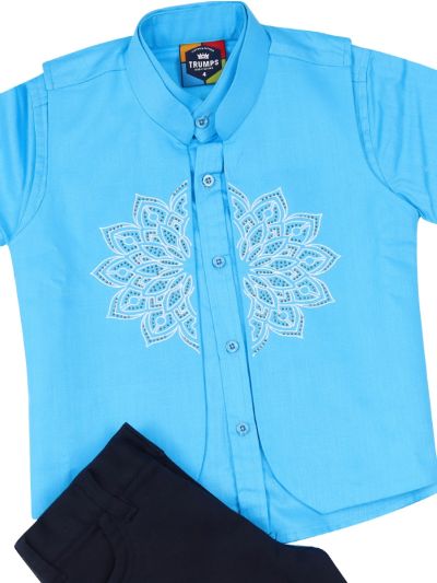 Gracecharm Boys Cotton Casual Waistcoat Shirt with Pant Set