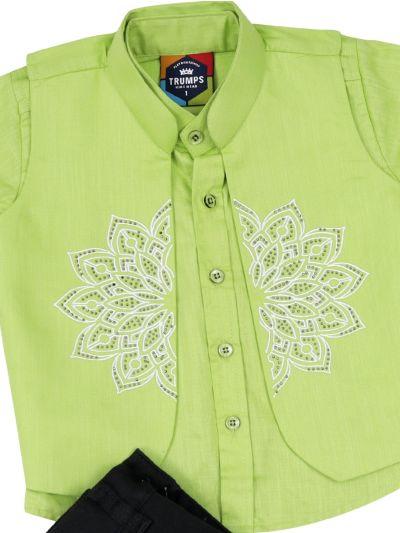 Gracecharm Boys Cotton Casual Waistcoat Shirt with Pant Set