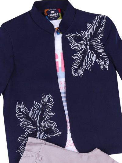 Gracecharm Boys Hosiery Casual Overcoat with T-Shirt and Pant Set
