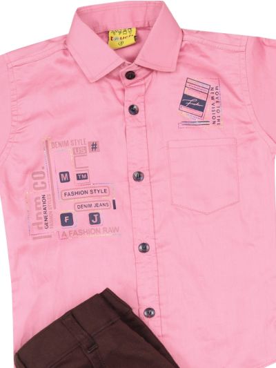 Gracecharm Boys Satin Casual Shirt and Pant Set