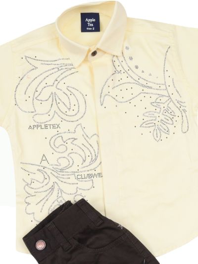 Gracecharm Boys Satin Casual Shirt and Pant Set