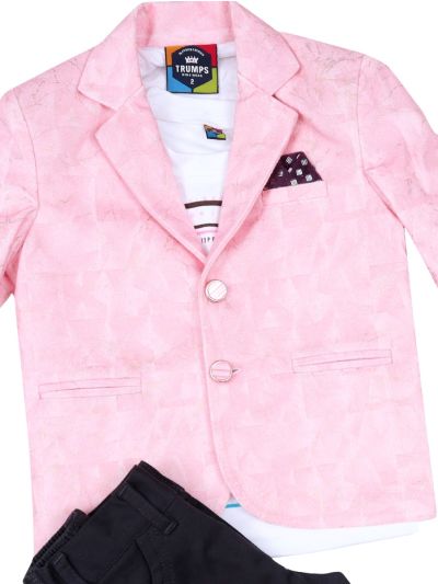 Gracecharm Boys Velvet Blazer Jacket with T-Shirt and Pant Set