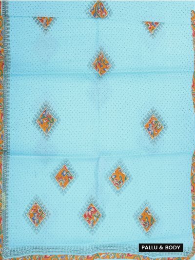 Gracecharm Elegant Hyderabad Cotton Patch Work with Border Saree