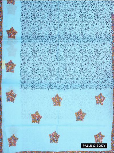 Gracecharm Elegant Hyderabad Cotton Patch Work with Border Saree