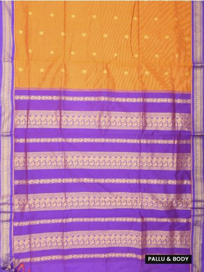 Gracecharm Elegant Kalyani Cotton Striped and Butta Design Contrast Border Saree