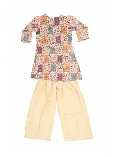Gracecharm Girls Embroidered Shrug Top and Palazzo Set