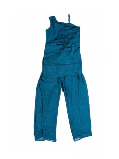 Gracecharm Girls Embroidered Top and Palazzo Set with Dupatta