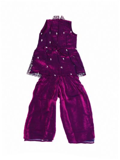 Gracecharm Girls Embroidered Top and Palazzo Set with Dupatta