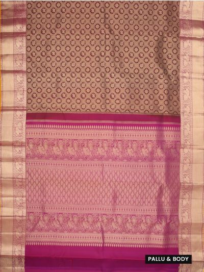 Vivaha Pure Silk Kanchipuram Wedding Jacquard Peacock Motif with Zari Border Saree