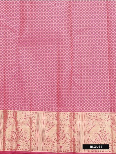Vivaha Pure Silk Bridal Kanchipuram Geometric Motif with Zari Border Saree