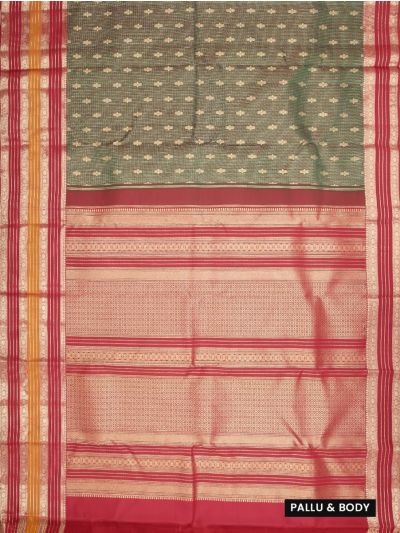 Vivaha Pure Silk Bridal Kanchipuram Striped and Butta Design Contrast Border Saree