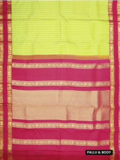 Vivaha Pure Silk Kanchipuram Wedding Jacquard Checked Motif with Zari Border Saree